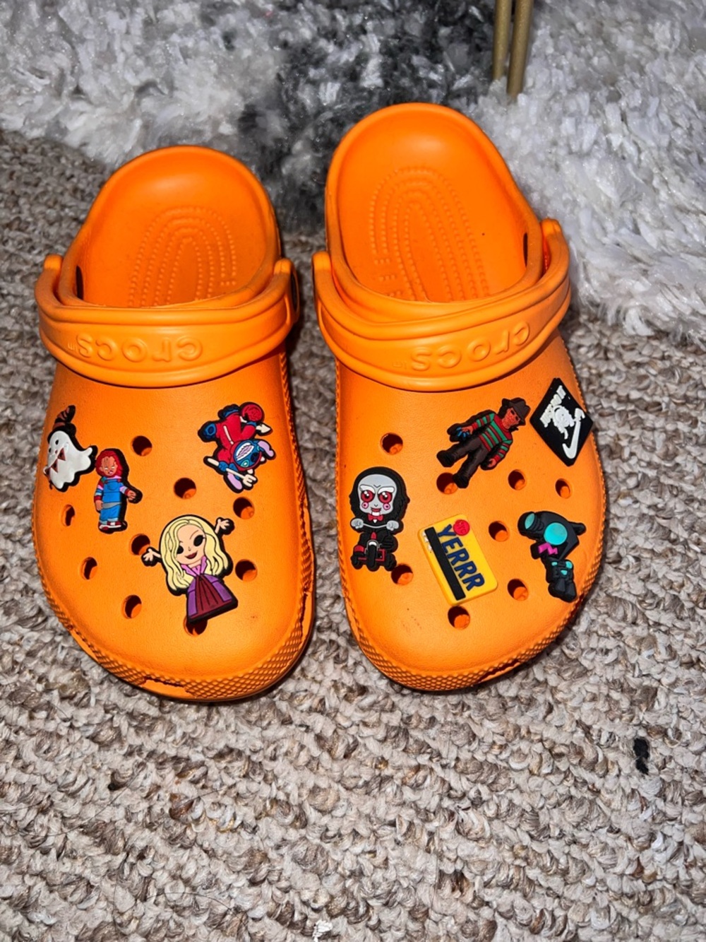 CROCS Kids Bright Orange Clog with Character Jibbitz